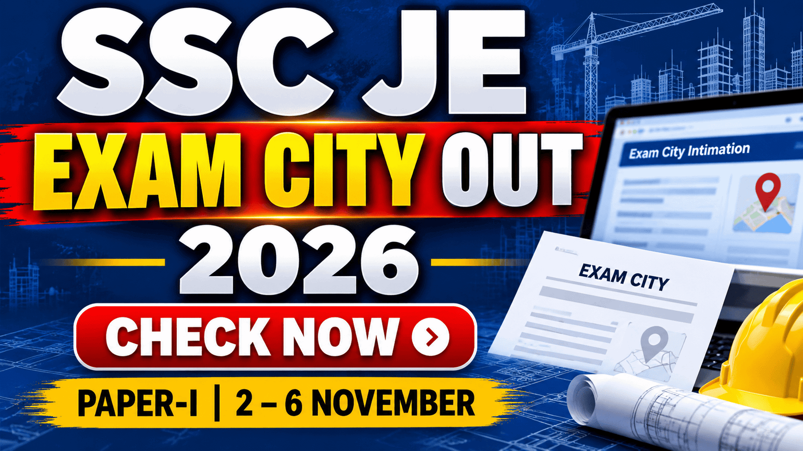 SSC JE Exam City Intimation Slip OUT 2026